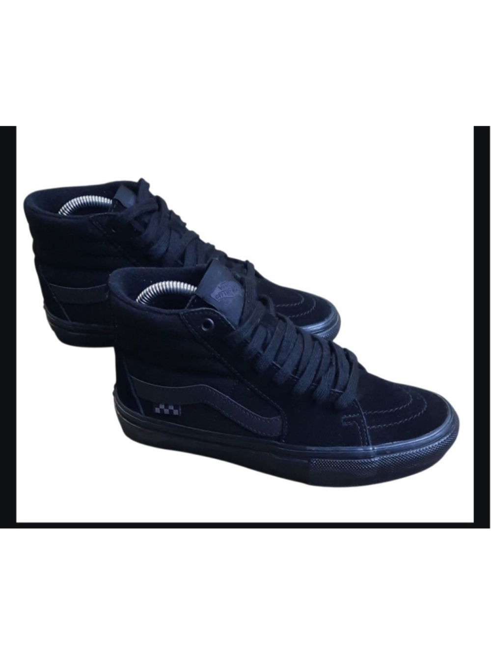 Vans Old Skool SK8 Hi-Top All Black Suede Toe Skateboard Shoes . SIZE 5.5/WMNS 7